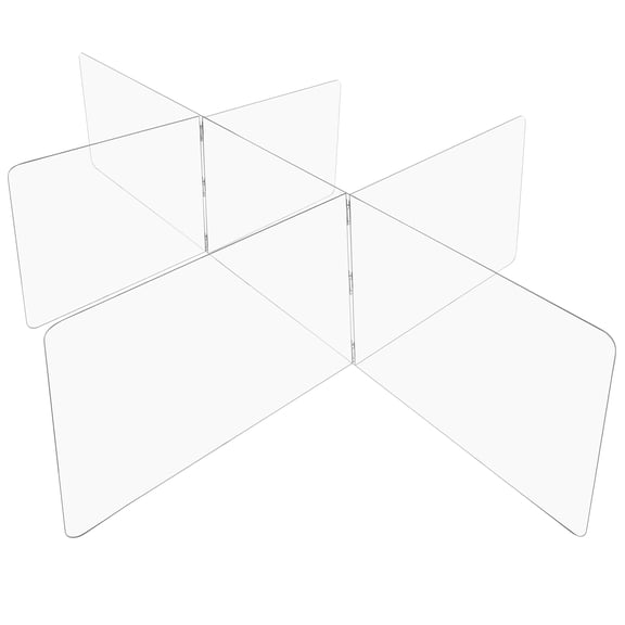 Clear Plastic Compartment Divider - 1/4" T x 36" H - For 48" x 96" Table - 32" W x 24" D Compartments with Open Ends - 6 Person