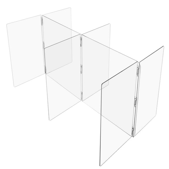 Clear Plastic Compartment Divider - 1/4" T x 36" H - For 48" x 96" Table - 48" W x 24" D Compartments with Closed Ends - 4 Person