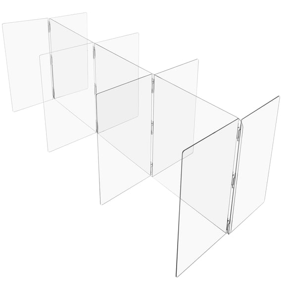 Clear Plastic Compartment Divider - 1/4" T x 48" H - For 72" x 96" Table - 32" W x 36" D Compartments with Closed Ends - 6 Person