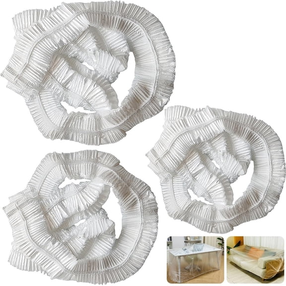 Clear Plastic Couch Cover Thickened Disposable Furniture Dust Cover with Elastic for Sectional Sofa Shape,Furniture air Conditioning Dining Table, TV Cabinet, 3 Sizes