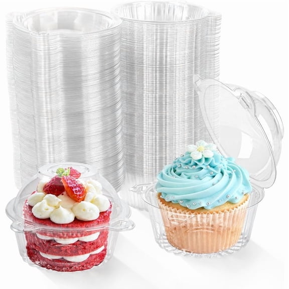Clear Plastic Cupcake Containers, 4.33" Single Cupcake Boxes with Dome Lids, Individual Cupcake HoldersĀ