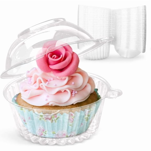 Clear Plastic Cupcake Containers, 4.33" Single Cupcake Boxes with Dome Lids, Individual Cupcake HoldersĀ