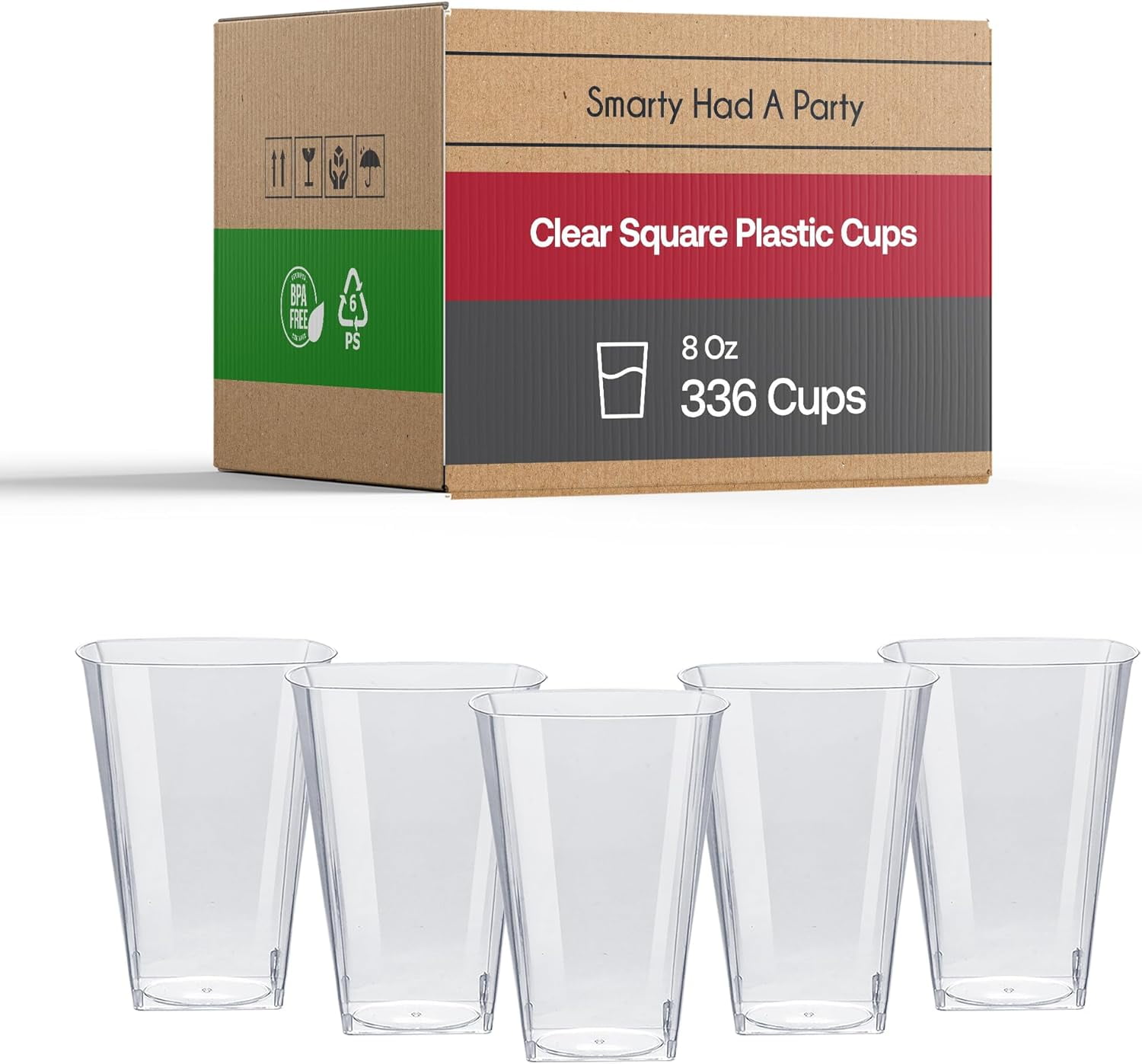 Clear Plastic Cups Disposable Party Cups 336 Cups - 8 oz Hard Plastic ...