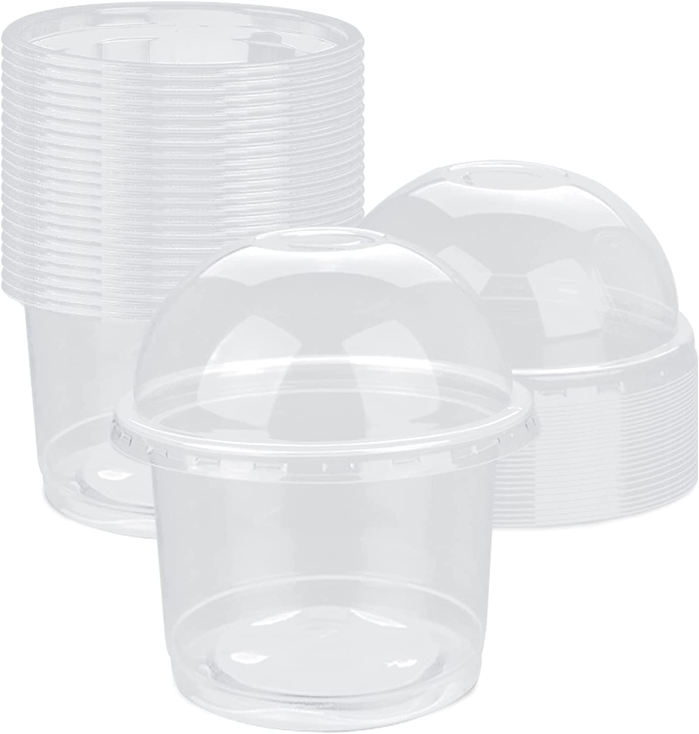 Clear Plastic Cups with Dome Lids, 200 Sets Dessert Cups with Lids
