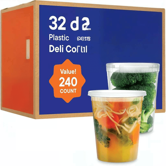 Clear Plastic Deli Food Storage Containers with Airtight Lids 32 oz Bulk Pack 240 per Case
