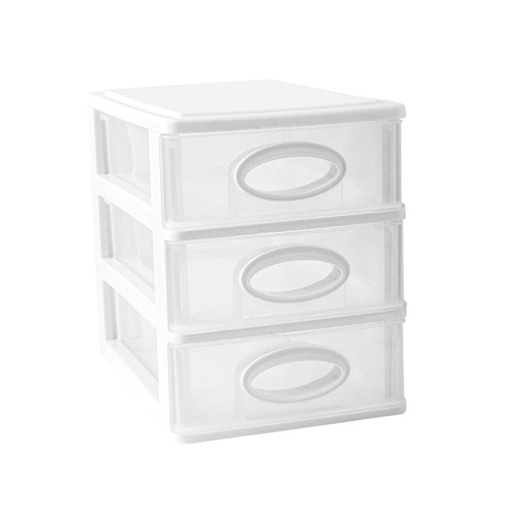 Clear Plastic Desk Drawer Organizer Stackable Storage Box (White, 3 ...