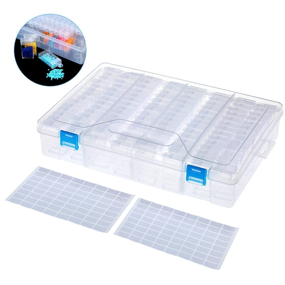 Clear Plastic Diamond Storage Box with Compartment 112 Pack Transparent Diamond Embroidery Painting Accessory Tool Drill Jewelry Beads Container Holder with Label