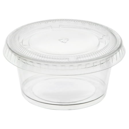 Clear Plastic Disposable Gelatin Shot Cups with Lids, 2 fl oz, 25ct