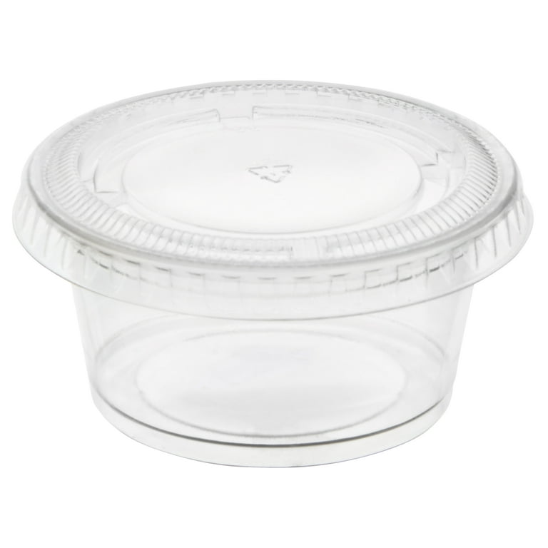 Clear Plastic Portion Cups with Lids, 2oz, 150ct | Party Supplies