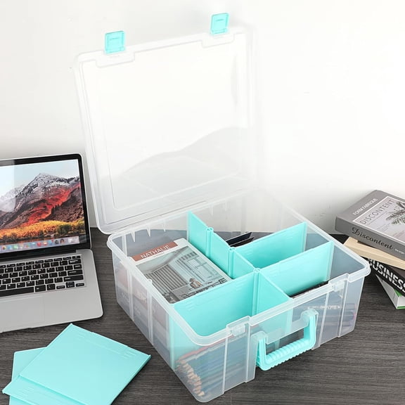 Clear Plastic Dividing Storage Box with 8 Deep Compartments