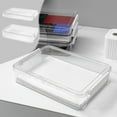thumbnail image 1 of Clear Plastic Document Organizer Box, Moistureproof Archive Storage with Secure Snap Lid, Two Size Options 13.19x9.25x1.57in/2.56in, Desktop Certificate Holder for Office Files, 1 of 8