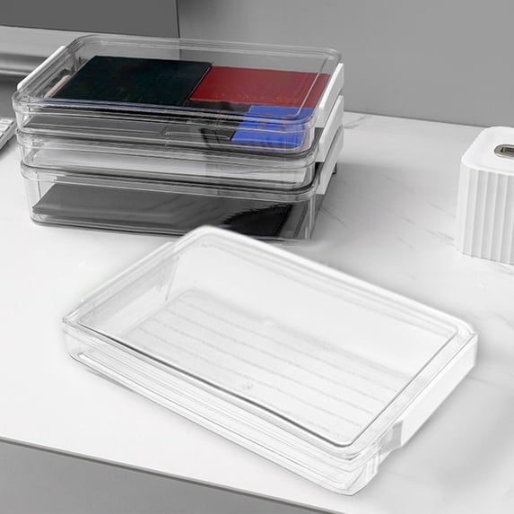 Clear Plastic Document Organizer Box, Moistureproof Archive Storage with Secure Snap Lid, Two Size Options 13.19x9.25x1.57in/2.56in, Desktop Certificate Holder for Office Files