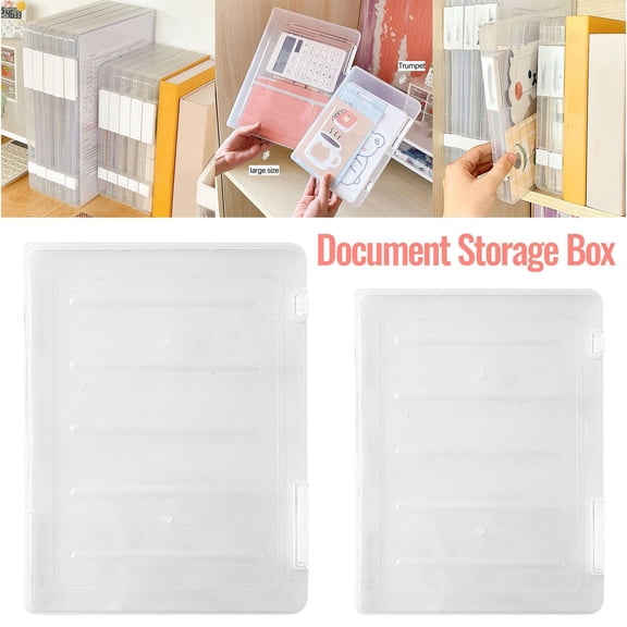 Clear Plastic Document Storage Box with Buckle Lid for Files and Certificates
