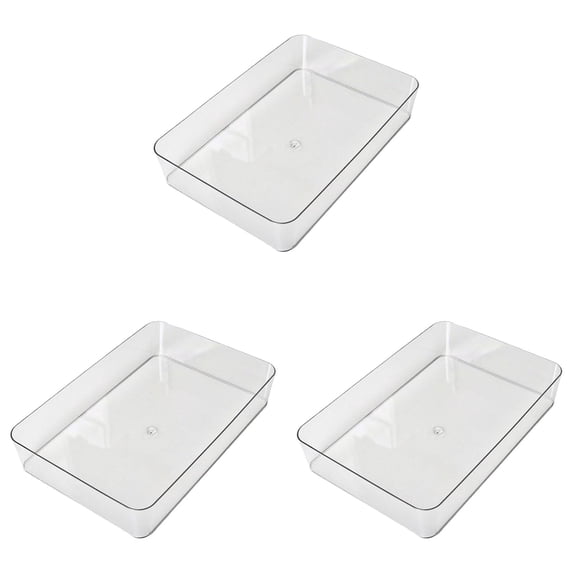 Clear Drawer Organizers Set Versatile Bathroom And Vanity Drawer Organizer Trays Storage For Makeup Bedroom Kitchen Gadgets Utensils And Off Ice 3PCS