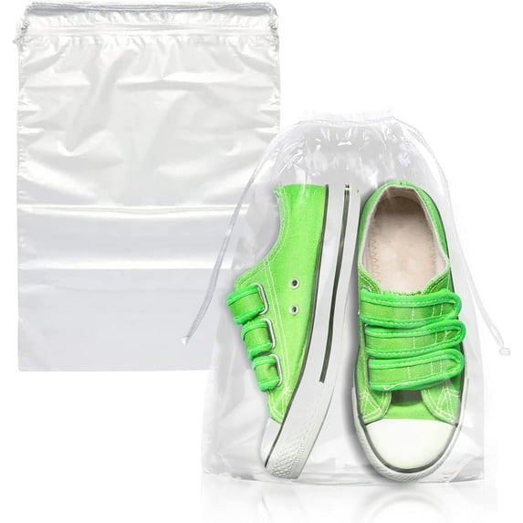 Clear Plastic Drawstring Bags, 8 x 10 Inches. Pack of 100 2-Mil ...