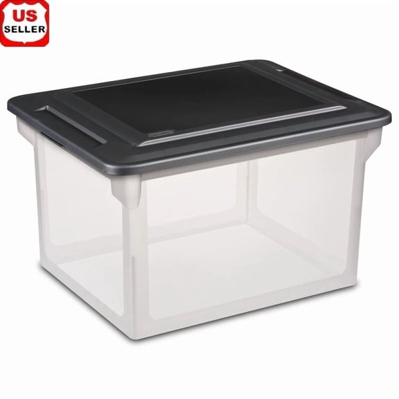 Clear Plastic File Box Letter Legal Size Organizer Stackable Storage Container