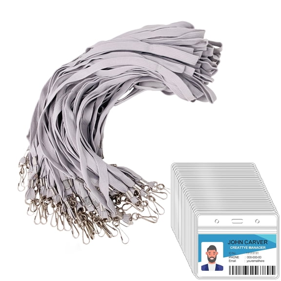 Clear Plastic & Flat Neck Lanyards with Swivel Hook - Durable ID Card Holders for Nurses, Teachers, Office Professionals - Professional Name Tags Supplies, Lanyards for Id Badges, 10/25/50/100/150pcs