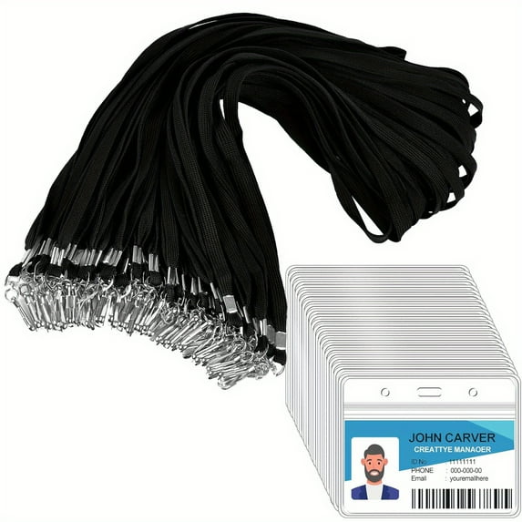 Clear Plastic & Flat Neck Lanyards with Swivel Hook - Durable ID Card Holders for Nurses, Teachers, Office Professionals - Professional Name Tags Supplies, Lanyards for Id Badges, 10/25/50/100/150pcs
