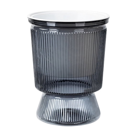 Clear Plastic Flower Vases, Small Ribbed Fluted Glass-Like Vase, Modern Vase for Table Centerpieces Home Wedding Decoration Gray