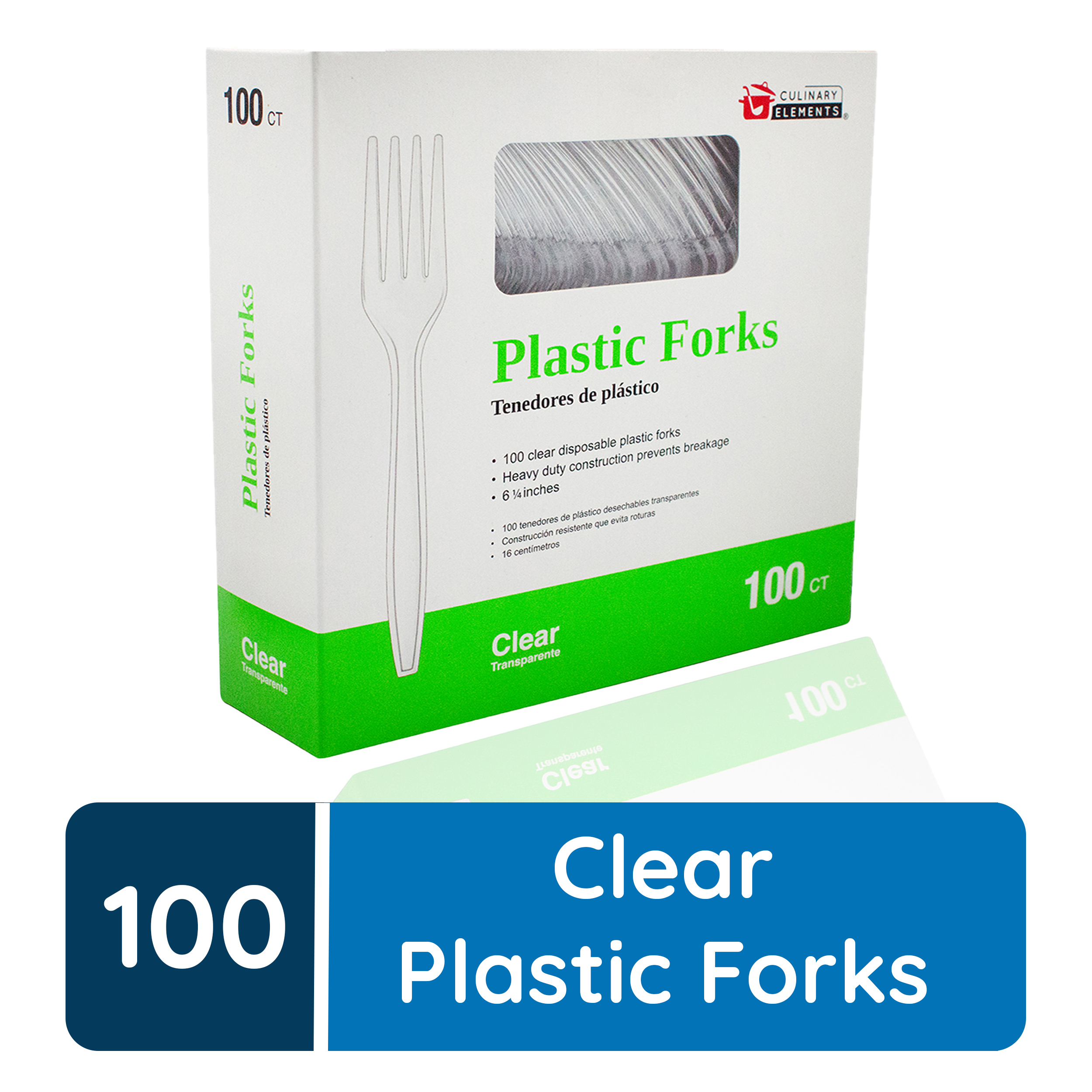 Great Value Everyday Disposable Plastic Forks, White, 100 Count