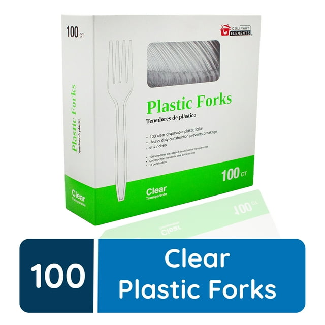 Clear Plastic Forks, 100 Count Disposable Utensils and Cutlery, Great