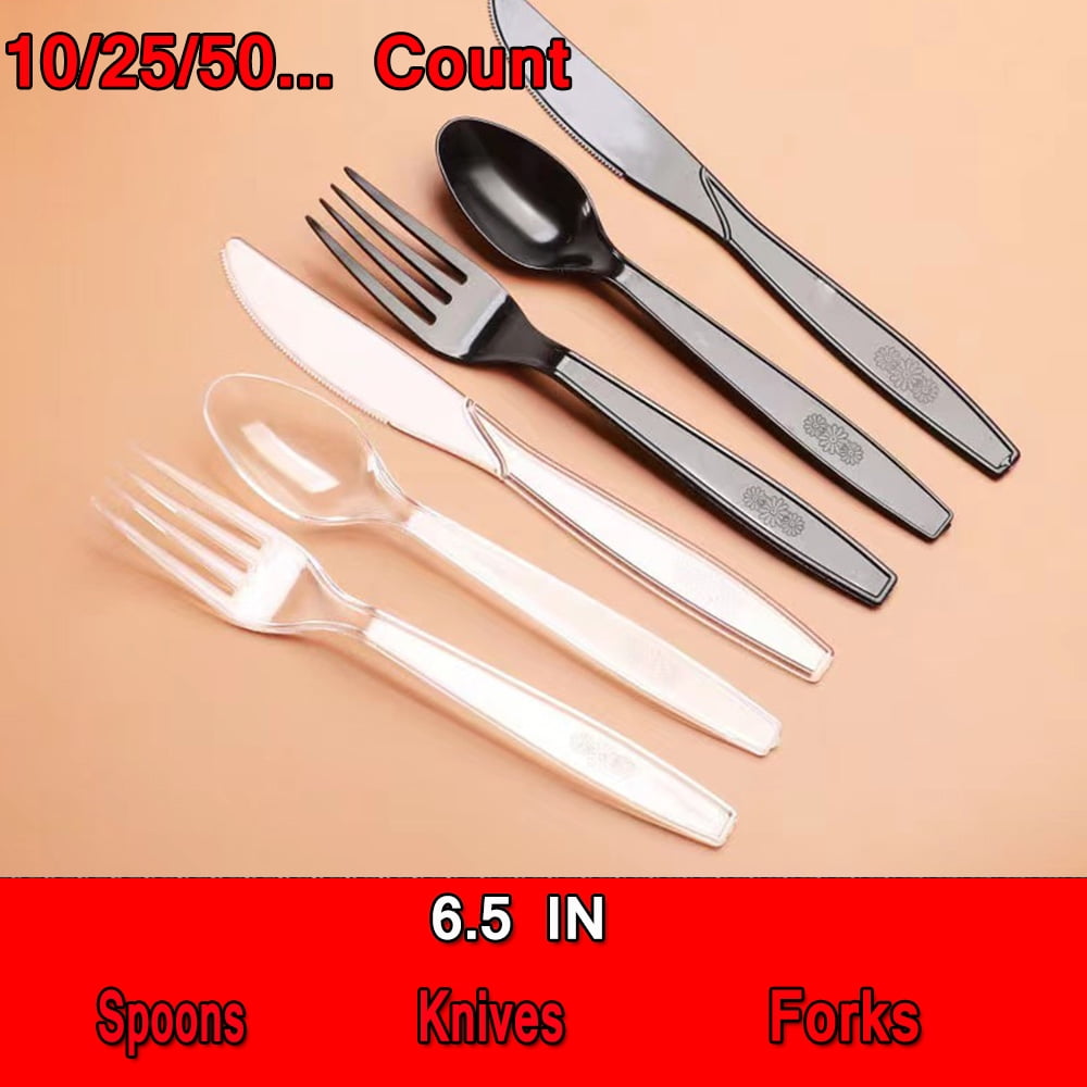 Clear Plastic Forks/Spoons/Knives 6.5 in Premium Heavyweight