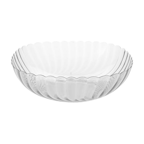 Clear Plastic Fruit Bowl Set of 2 | Lightweight & Stylish 8.66" Serving Bowl for Snacks & Decor | Food-Grade PET | Modern Ripple Design