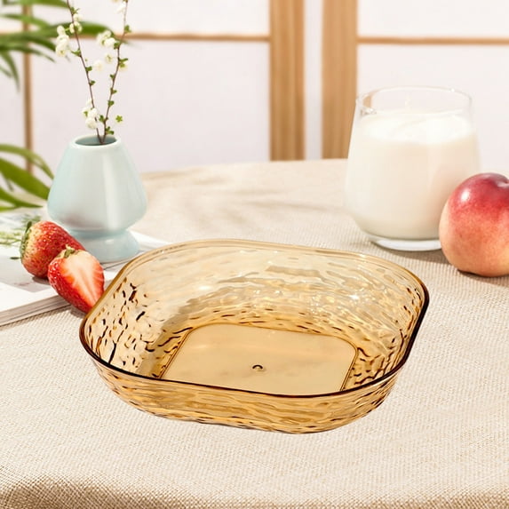 Clear Plastic Fruit Tray for Snacks & Dried Fruits - 9.6 Inch Serving Platter for Kitchen & Party - Lightweight Durable Dish for Entertaining - 14x11.5x3.5cm Elegant Snack Bowl