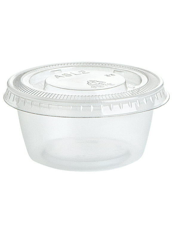Clear Plastic Gelatin Shot Cups with Lids, 2oz, 100ct