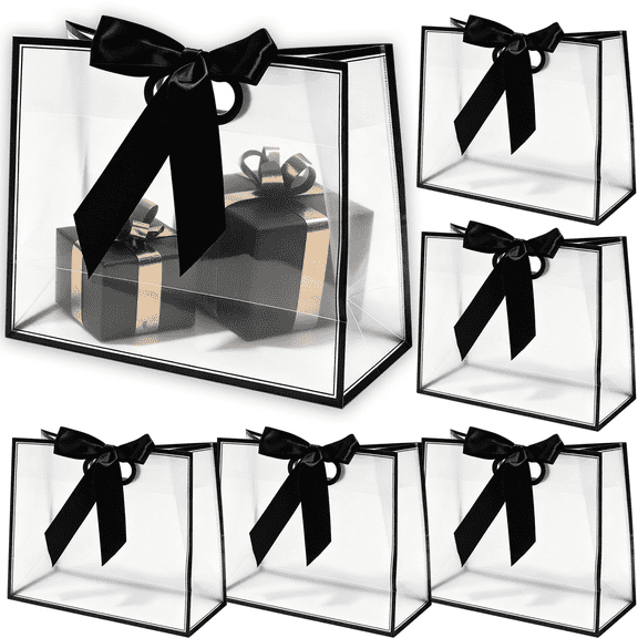 Clear Plastic Gift Bags with Handles,Cellophane Tote Bags for Party Favors, Graduation, Christmas, Birthday, Wedding, Bridal Shower, Baby Shower - Bolsas de Regalo Transparentes