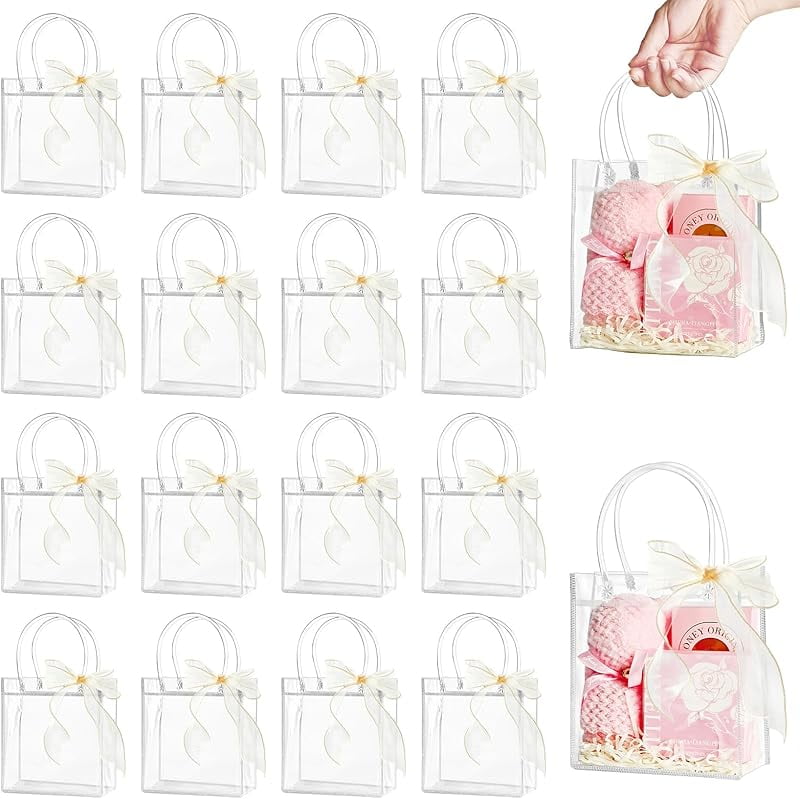 Clear Plastic Gift Bags with Handles, Reusable Party Favor Bags with ...