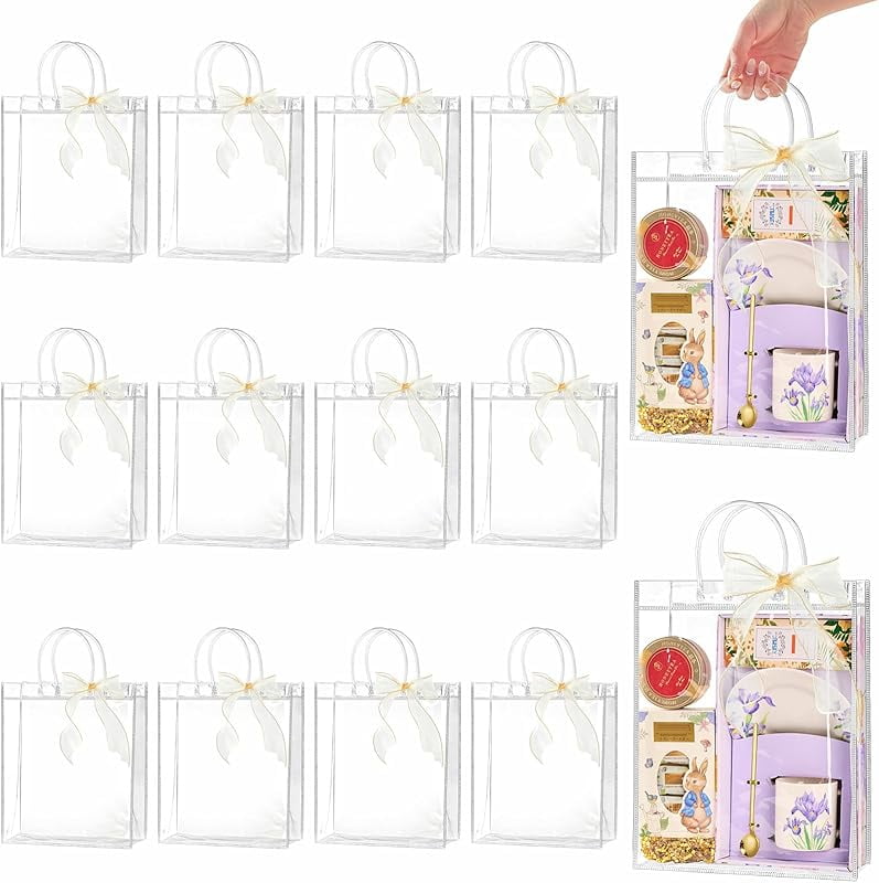 Clear Plastic Gift Bags with Handles, Reusable Party Favor Bags with ...