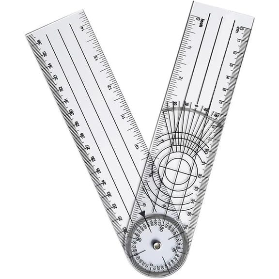 Clear Plastic Goniometer Angle Measuring Tool Protractor Finder Quick 360 Degree 7'' Arms Folding Ruler Office Measuring Drawing Woodworking Designers Architects Students Work