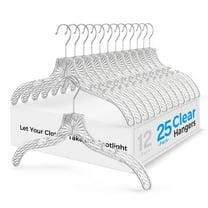cozymood Clear Plastic Hangers 25 Pack Durable Crystal Hangers for Clothes, Shirts, Suits, Coats, Dresses