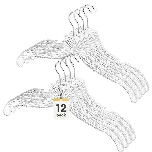 cozymood Clear Plastic Hangers 12 Pack Durable Crystal Hangers for Clothes, Shirts, Suits, Coats, Dresses