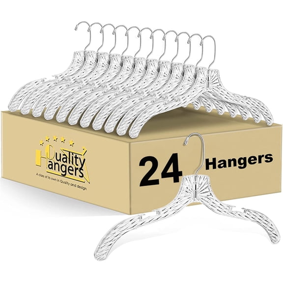Clear Plastic Hangers 24 Pack Crystal Cut Heavy Duty Nonslip Swivel Hook 17 Inches