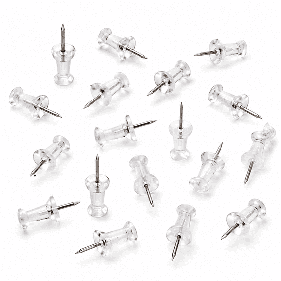 Clear Plastic Head Push Pins, 200 Count, Steel Point Tacks
