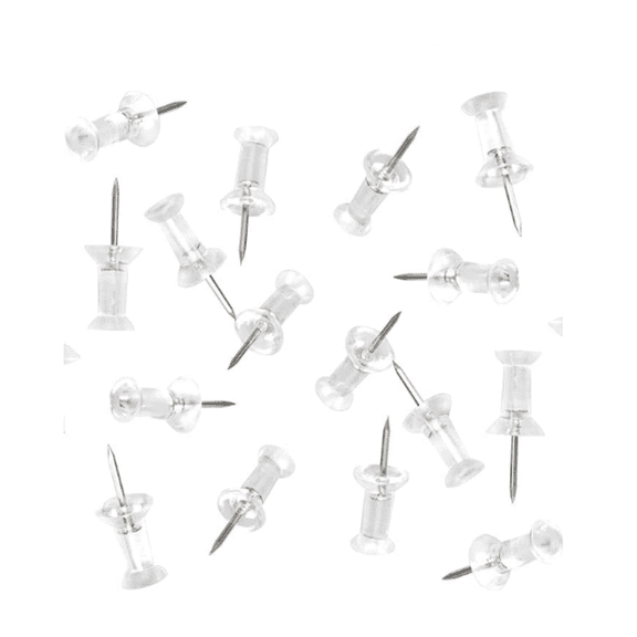 Clear Plastic Head Push Pins, 200 Count, Steel Point Tacks