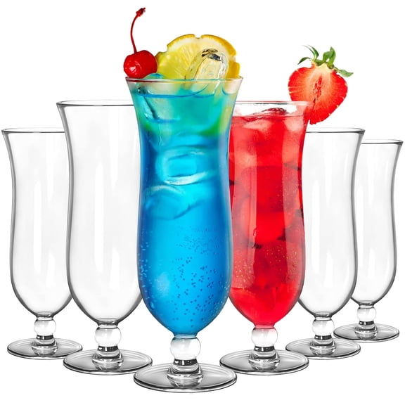 Clear Plastic Hurricane Glasses 6 Pack 13.5 Oz Tulip Drinking Cups for Cocktails Water Beer Juice