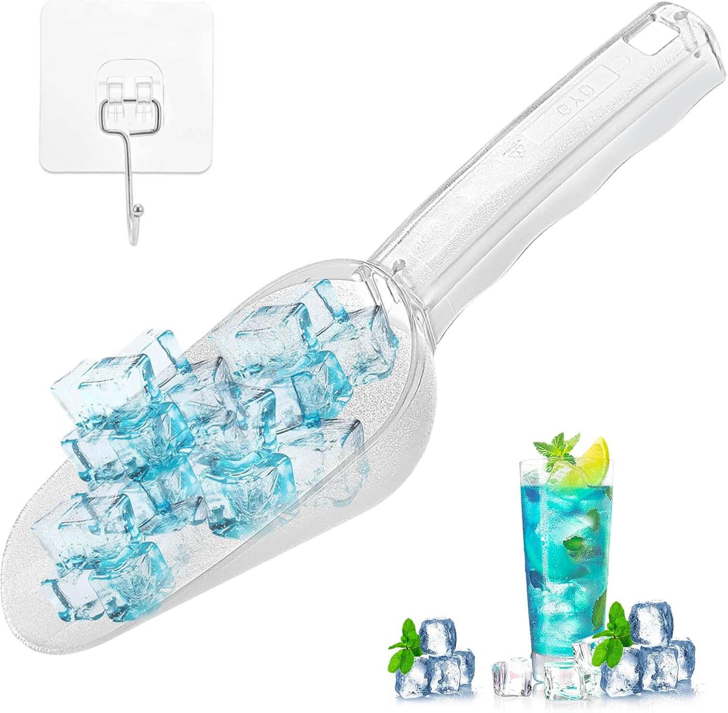Clear Plastic Ice Scoop for Freezer, 12 Oz Acrylic Kitchen Ice Scoopers ...