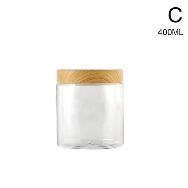 Clear Plastic Jar with Wooden Lid For Storage of Grains Nuts Biscuits and❄