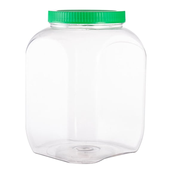 Clear Plastic Jars, Wide Mouth Storage Containers with Screw-On Lids, Refillable BPA Free Empty Jars for Dry Goods Peanut Cookies Candy, Durable Airtight Storage Jar(Clear-3900ml,5.3x5.3x8.4")