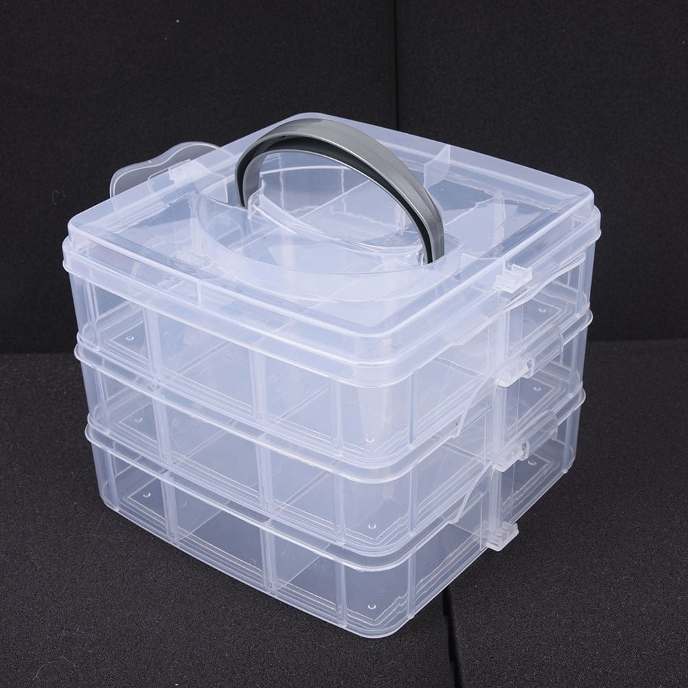 Clear Plastic Jewelry Bead Storage Box 3 Layers Container Organizer Case Craft
