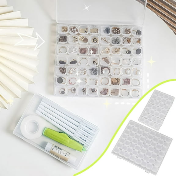 Clear Plastic Organizer Box with Adjustable Dividers | Transparent Compartment Storage Case for , Rings, Accessories | Portable, Moisture-Proof Container, Small Parts, 17.4x11x2.6cm