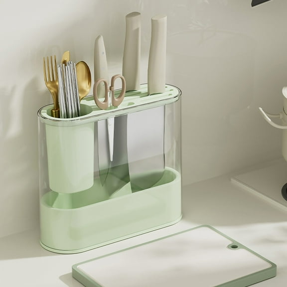 Clear Plastic Knife Blocks Organizer Stand | Rustproof Kitchen Knife Dock Rack for Storage | White or Green | Holds Heavy Knife Sets | Space-Saving for Home Kitchen & Restaurant