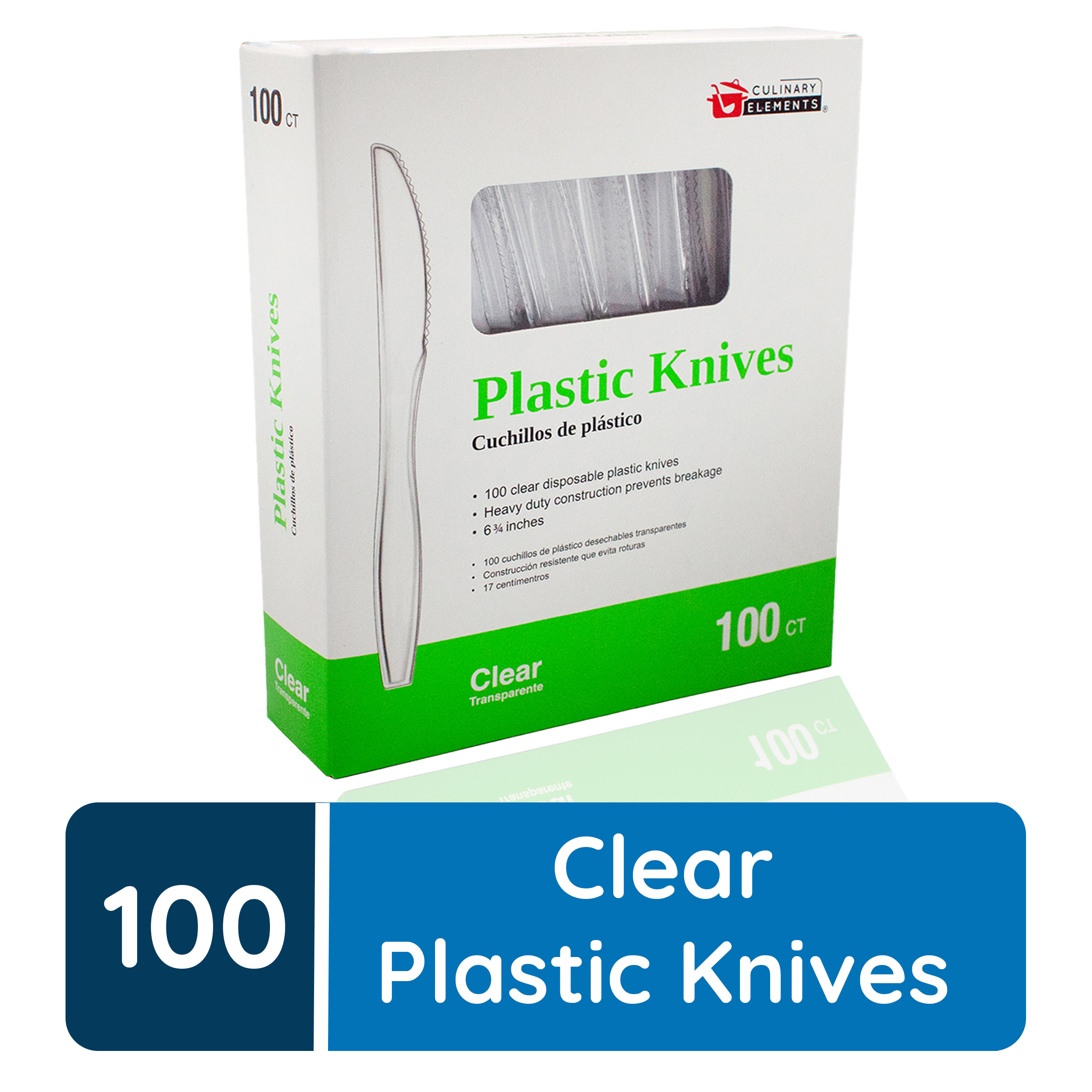 Great Value Premium Disposable Plastic Knives, Clear, 48 Count