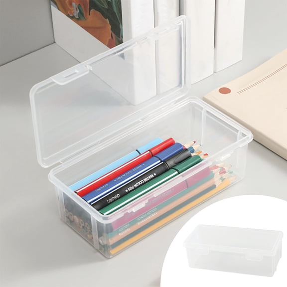 Clear Plastic Large Capacity Pencil Storage Box, Art Supply Organizer Case for Markers Crayons Colored Pencils