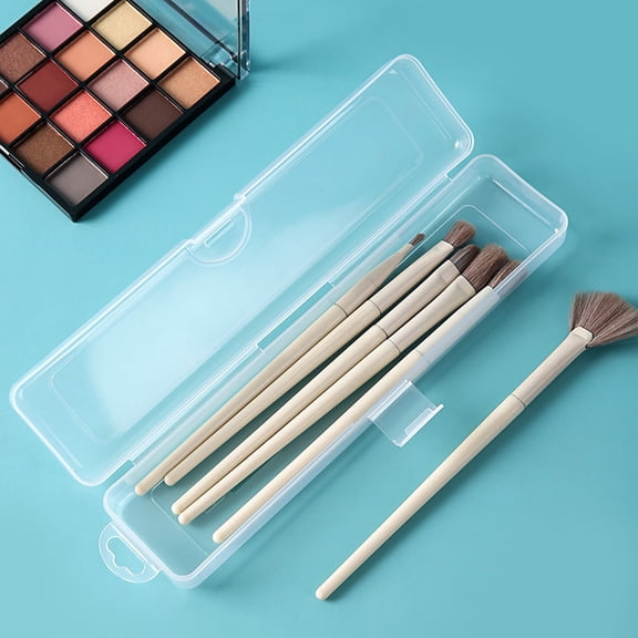 Clear Plastic Makeup Brush Storage Box, Portable Transparent Organizer Case, Cosmetics Pens And Small Tools Case With Snap Closure, Durable Lightweight Compact Space-Saving
