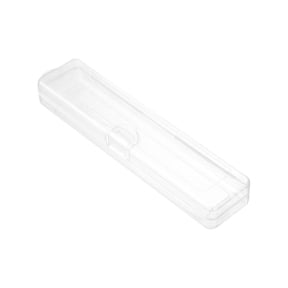 Clear Plastic Makeup Brush Storage Organizer Box – Portable Transparent Cosmetic and Pen Holder with Secure Snap Closure – Space-Saving, Multi-Purpose Travel and Desk Accessory
