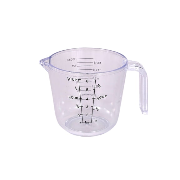 Clear Plastic Measuring Cup with Spout & Handle, Graduated Ounce & Ml Markings for Recipe Ingredient, Liquid & Flour Measuring